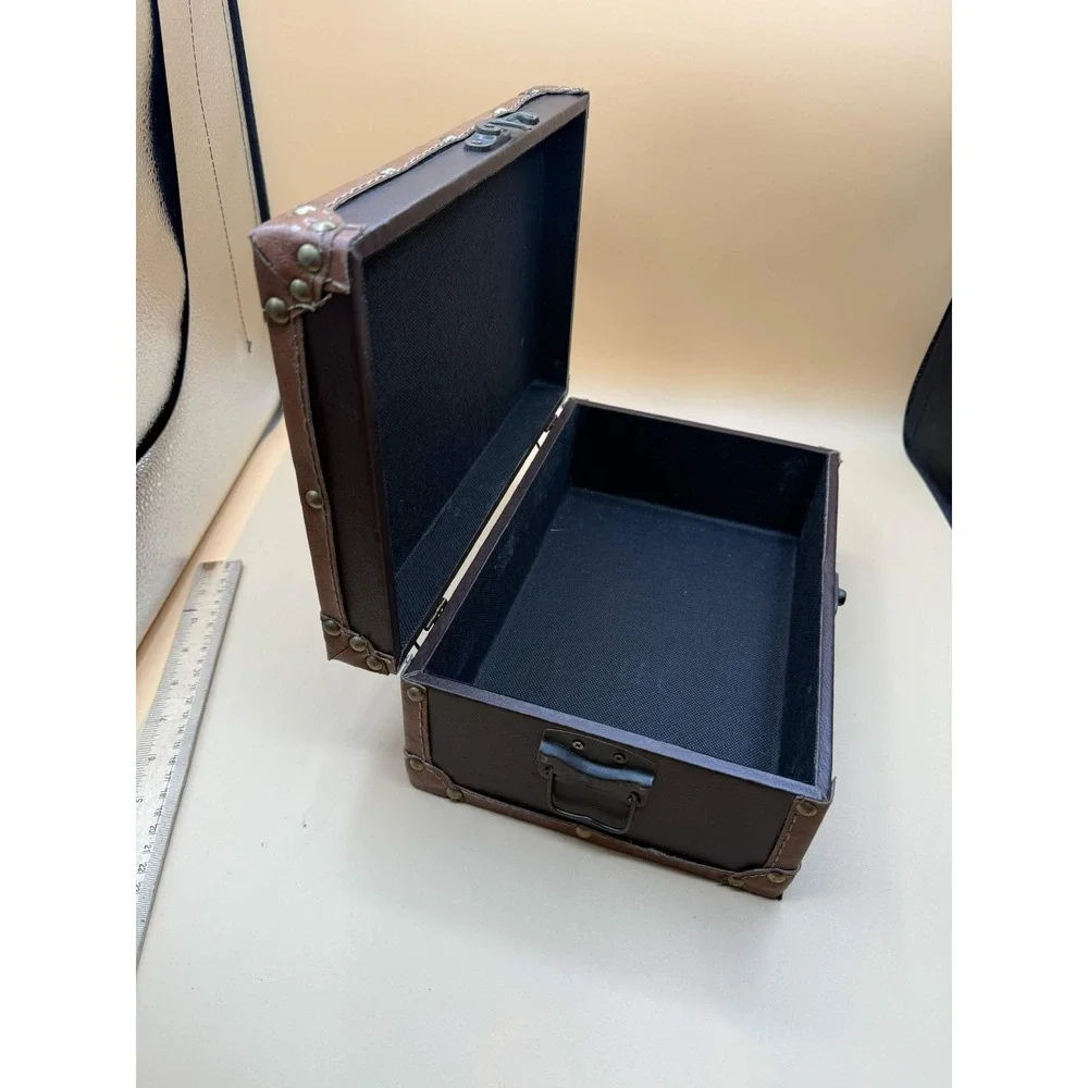 Unbranded Vintage Style Small Trunk Decorative Storage Box Faux Leather Brown